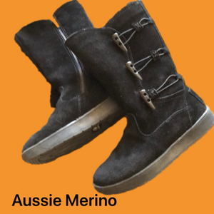 Aussie Merino Black Suede Boots W7 Almost New WBox